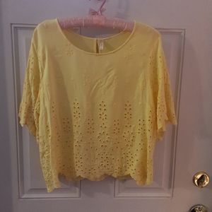 Yellow Eyelet Crop Top